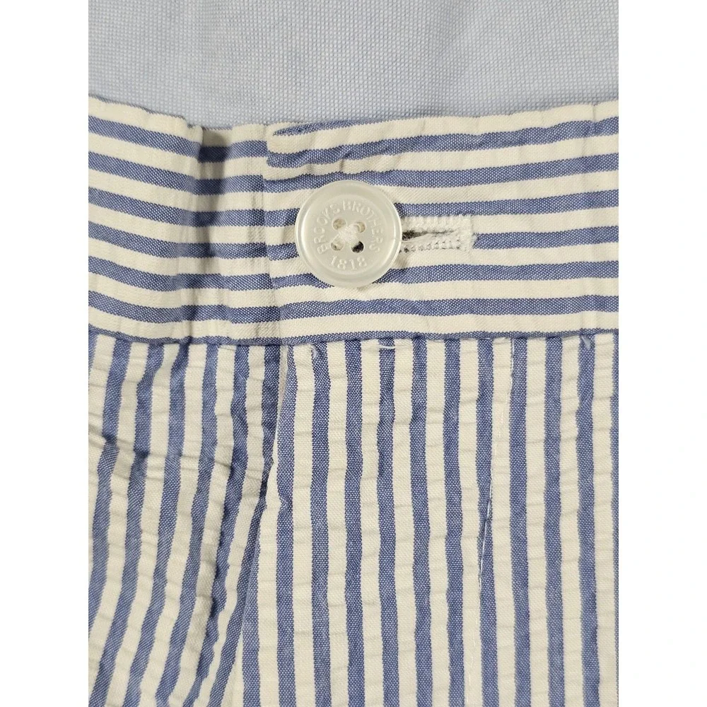 Brooks Brothers 346 Seersucker Shorts Mens W35‎ Blue White Stripe Cotton 8
